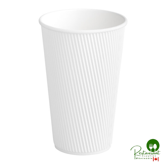 16 oz. Double Wall Ripple White Paper Hot Cup By Prime - 500/Case