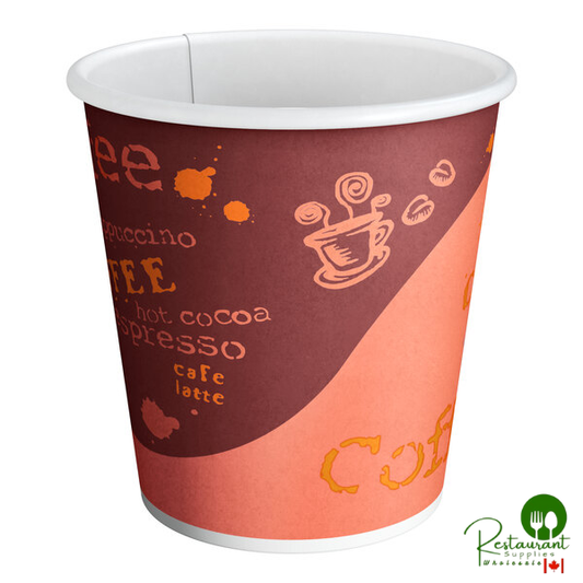 8 oz. Tall Coffee Print Poly Paper Hot Cup By Prime - 1,000/Case