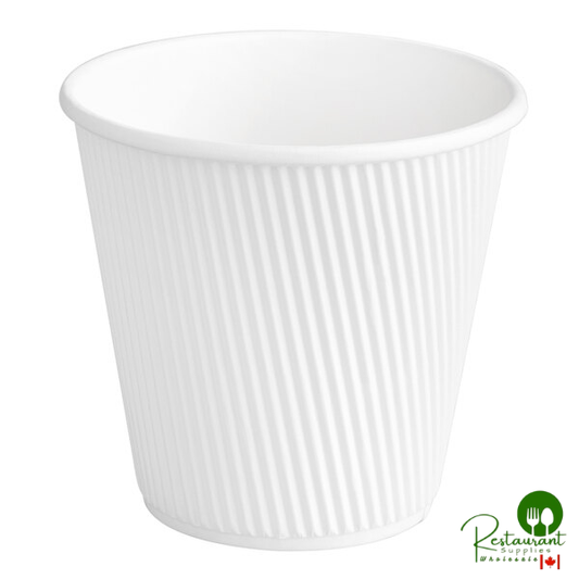 8 oz. Squat Double Wall Ripple White Paper Hot Cup By Prime - 500/Case
