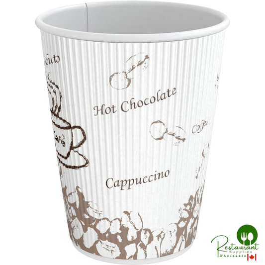 12 oz. Double Wall Bean Print Paper Hot Cup By Prime - 500/Case