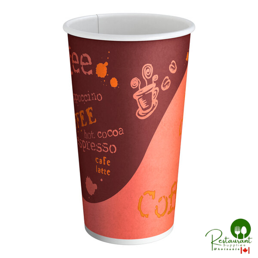 16 oz. Coffee Print Poly Paper Hot Cup By Prime - 1,000/Case