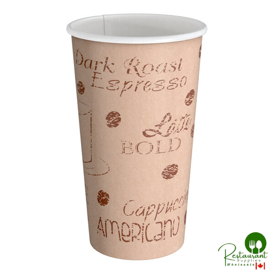 16 oz. Café Print Poly Paper Hot Cup By Prime - 1,000/Case