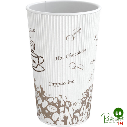 16 oz. Double Wall Bean Print Paper Hot Cup By Prime - 500/Case