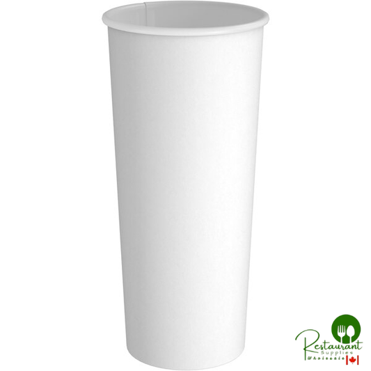 24 oz. Single Wall White Poly Paper Hot Cup By Prime - 500/Case