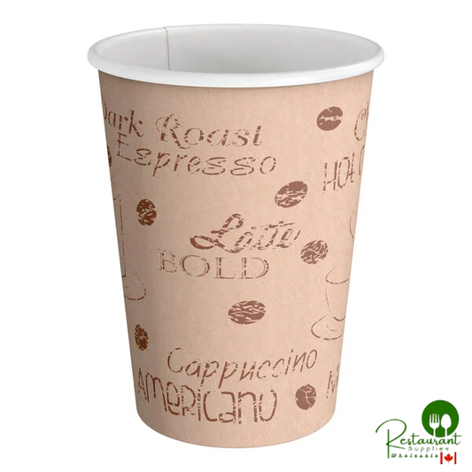 12 oz. Café Print Poly Paper Hot Cup By Prime - 1,000/Case