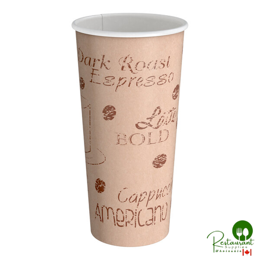 20 oz. Café Print Poly Paper Hot Cup By Prime - 600/Case