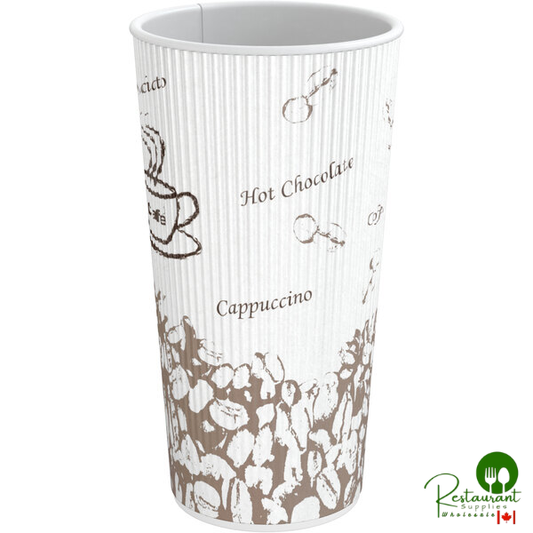 20 oz. Double Wall Bean Print Paper Hot Cup By Prime - 500/Case