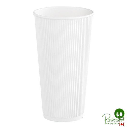 20 oz. Double Wall Ripple White Paper Hot Cup By Prime - 500/Case