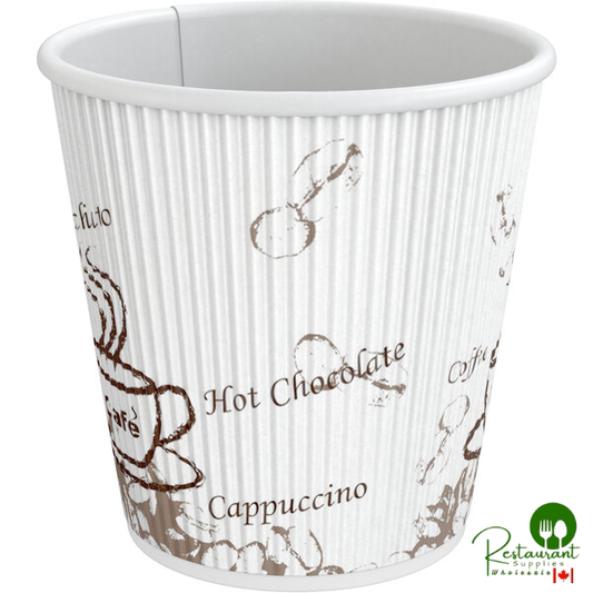 8 oz. Squat Double Wall Bean Print Paper Hot Cup By Prime - 500/Case