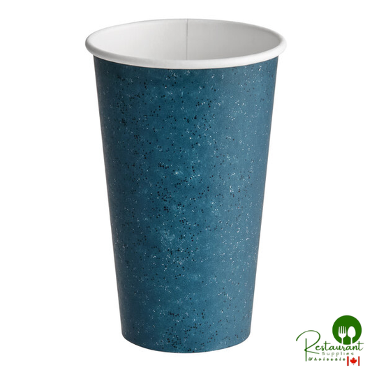 16 oz. Single Wall Blue Speck Print Poly Paper Hot Cup By Prime - 1,000/Case