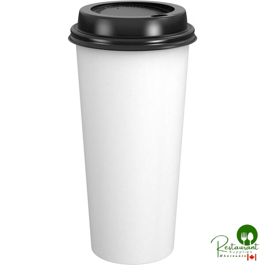 20 oz. White Poly Paper Hot Cup and Lid By Prime - 100/Pack