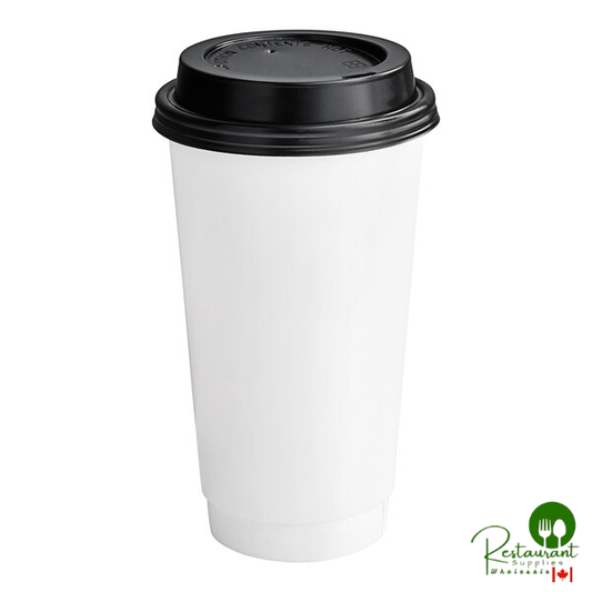 20 oz. White Smooth Double Wall Paper Hot Cup and Lid By Prime - 100/Pack