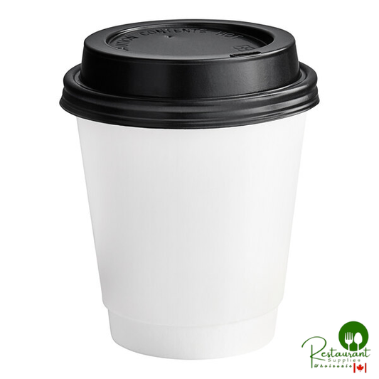 10 oz. White Smooth Double Wall Paper Hot Cup and Lid By Prime - 100/Pack