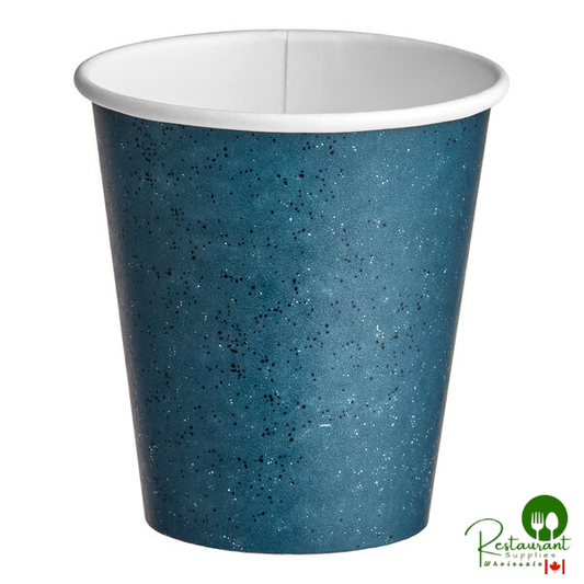 10 oz. Single Wall Blue Speck Print Poly Paper Hot Cup By Prime - 1,000/Case