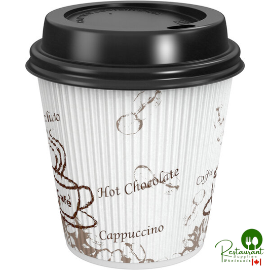 8 oz. Sleeveless Bean Print Paper Hot Cup and Lid By Prime - 100/Pack