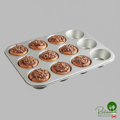 12 cup 8.2 oz. Glazed Aluminized Steel Pecan Roll / Jumbo Muffin Pan by Prime - 13 1/2" x 18"
