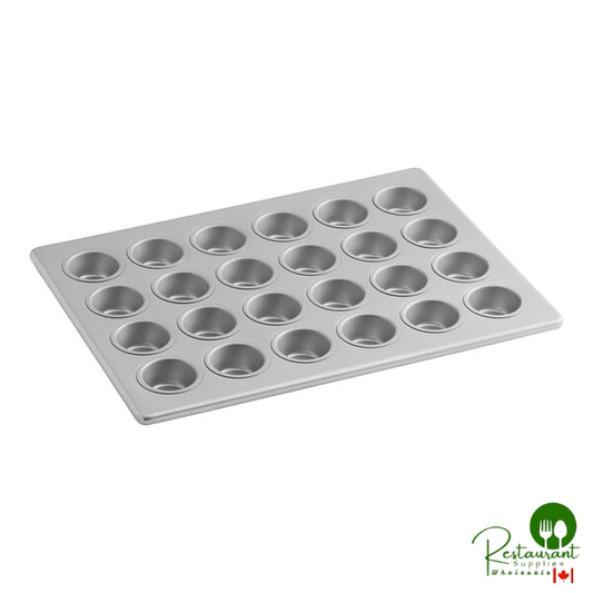 24 Cup 1.75 oz. 13" x 18" Glazed Aluminized Steel Mini Muffin / Cupcake Pan by Prime - 13" x 18"