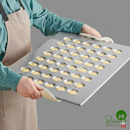 48 Cup 1.1 oz. Glazed Aluminized Steel Mini Muffin / Cupcake Pan by Prime - 18" x 26"