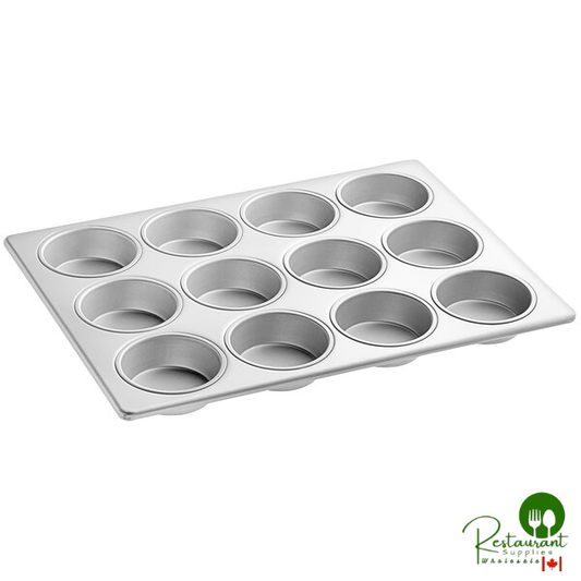 12 Cup 6.2 oz. Glazed Aluminized Steel Jumbo Muffin / Cupcake Pan by Prime - 18" x 13"