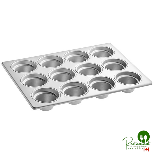 12 Cup 7.3 oz. Glazed Aluminized Steel Jumbo Crown Muffin / Cupcake Pan by Prime - 18" x 13"