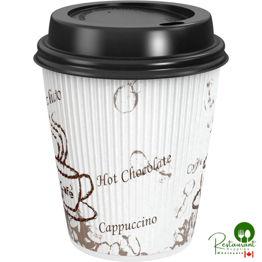 10 oz. Sleeveless Bean Print Paper Hot Cup and Lid By Prime - 100/Pack