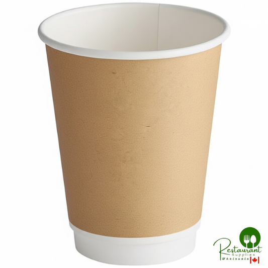 12 oz. Smooth Double Wall Kraft Compostable Paper Hot Cup By Prime - 500/Case