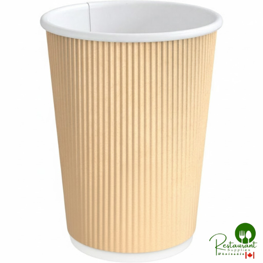 12 oz. Double Wall Ripple Kraft Compostable Paper Hot Cup By Prime - 500/Case
