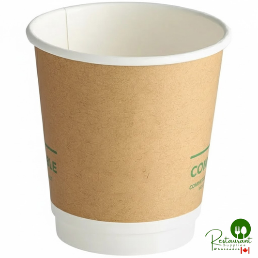 10 oz. Smooth Double Wall Kraft Compostable Paper Hot Cup By Prime - 500/Case