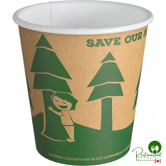 8 oz. Tall Kraft Tree Print Compostable Paper Hot Cup By Prime - 1,000/Case