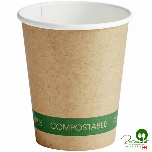 8 oz. Tall Kraft Compostable Paper Hot Cup By Prime - 1,000/Case