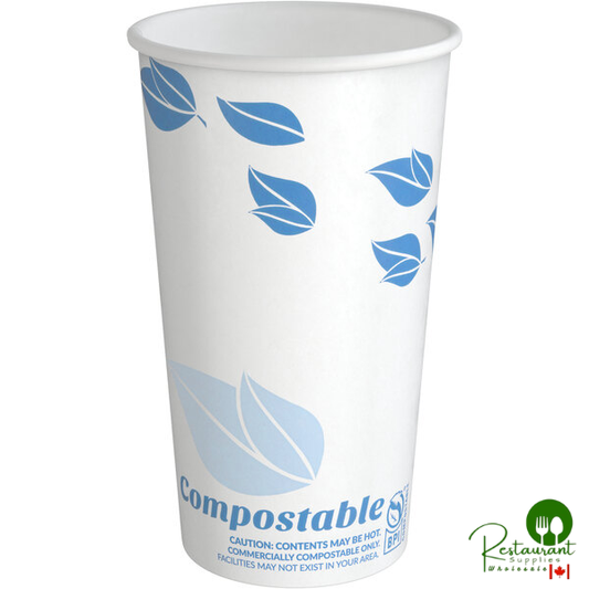 16 oz. Leaf Print Compostable Paper Hot Cup By Prime - 1,000/Case