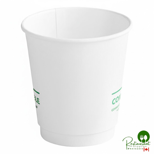 10 oz. Smooth Double Wall White Compostable Paper Hot Cup By Prime - 500/Case
