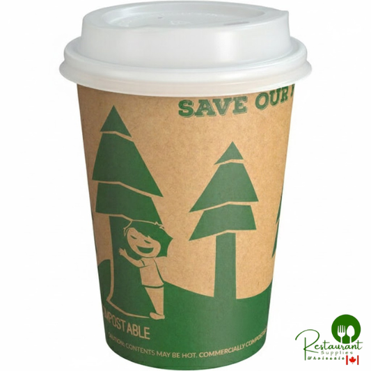 12 oz. Kraft Tree Print Hot Cup and Lid By Prime - 100/Pack