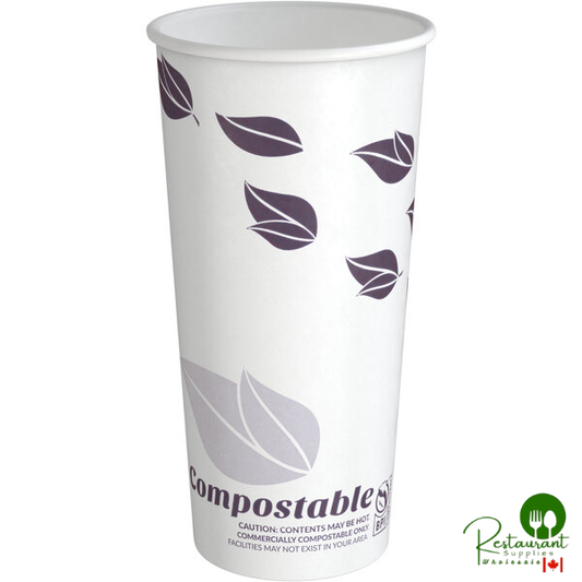 20 oz. Leaf Print Compostable Paper Hot Cup By Prime - 600/Case