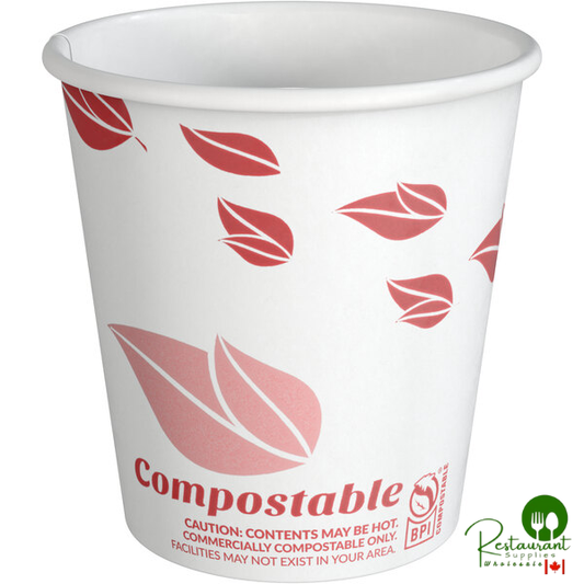 8 oz. Tall Leaf Print Compostable Paper Hot Cup By Prime - 1,000/Case