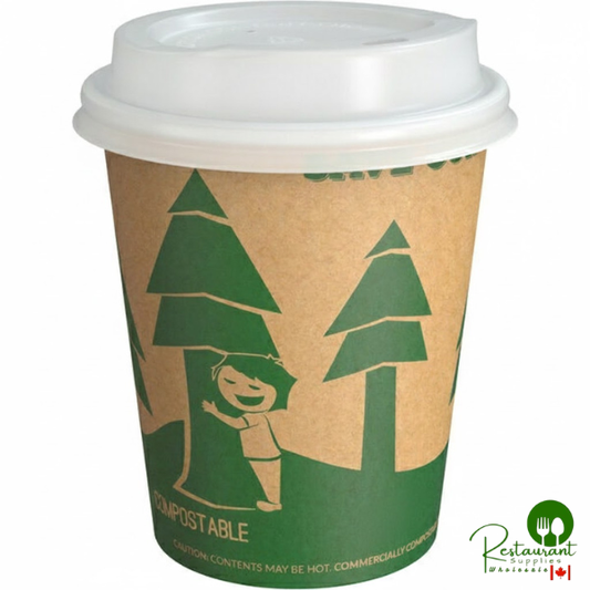 10 oz. Kraft Tree Print Hot Cup and Lid By Prime - 100/Pack