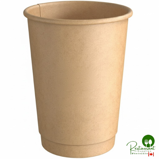 12 oz. Smooth Double Wall Kraft Compostable Paper Hot Cup By Prime - 500/Case