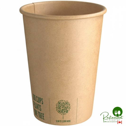 12 oz. Smooth Single Wall Kraft Compostable Paper Hot Cup By Prime - 800/Case