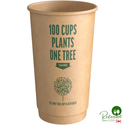 16 oz. Smooth Double Wall Kraft Compostable Paper Hot Cup By Prime - 500/Case