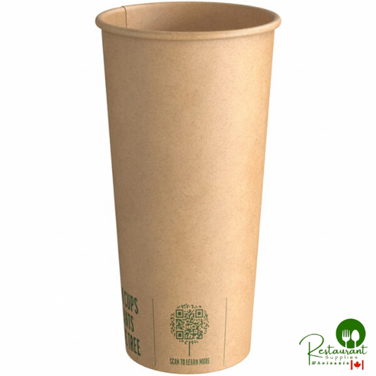 20 oz. Smooth Single Wall Kraft Compostable Paper Hot Cup By Prime - 500/Case