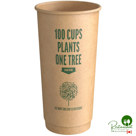 20 oz. Smooth Double Wall Kraft Compostable Paper Hot Cup By Prime - 500/Case