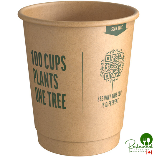 10 oz. Smooth Double Wall Kraft Compostable Paper Hot Cup By Prime - 500/Case