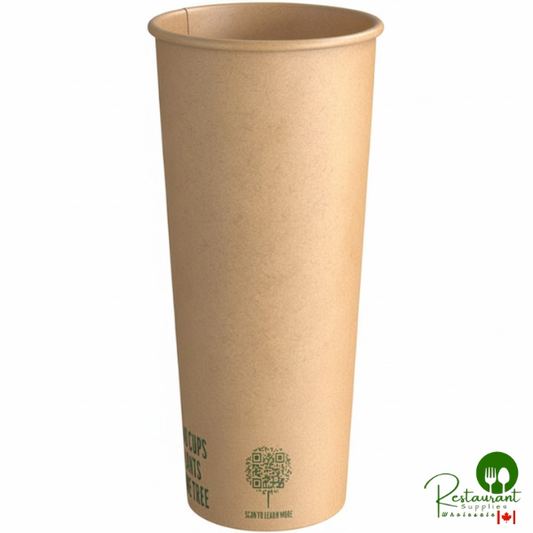 24 oz. Smooth Single Wall Kraft Compostable Paper Hot Cup By Prime - 500/Case