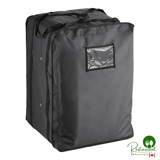 Insulated Pizza Delivery Bag Black Soft-Sided Heavy-Duty Nylon 21 5/8" x 21 5/8" x 30" - Holds Up To (14) 16" or 18" Pizza Boxes By Prime