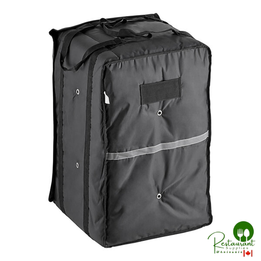 Insulated Pizza Delivery Bag Black Soft-Sided Heavy-Duty Nylon 16 13/16" x 16 13/16" x 26 13/16" - Holds up to (12) 12" Pizza Boxes By Prime