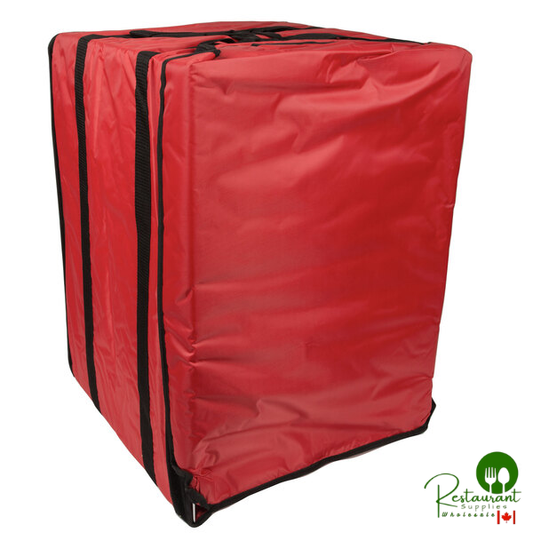 Prime PB1926 Standard Red Nylon Pizza Delivery Bag with Rack, 19" x 19" x 27" - Holds Up To (10) 18" Pizza Boxes