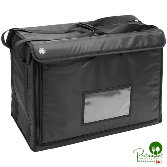 Prime BLDB2216 Deluxe Black Polyester Insulated Delivery Bag / Pan Carrier, 23" x 13" x 16"