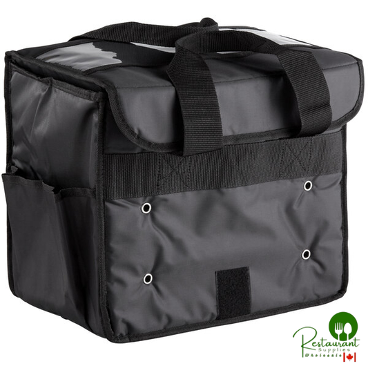 Prime BLSB1512 Deluxe Black Polyester Sandwich / Take-Out Delivery Bag, 15" x 9" x 12"