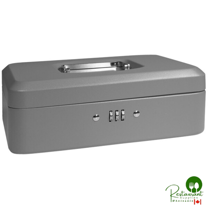 Barska CB11786 10" x 7 1/8" x 3 9/16" Medium Gray Steel Cash Box with Combination Lock and Handle