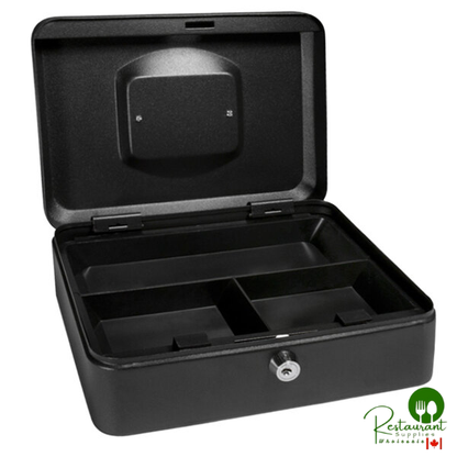 Barska CB11830 8" x 6 5/16" x 3 1/2" Small Black Steel Cash Box with Key Lock and Handle